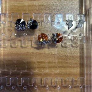 Elegant Black and Orange Stud Earrings